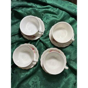 Antique Buffalo Pottery 4 Coffee Cups with saucers